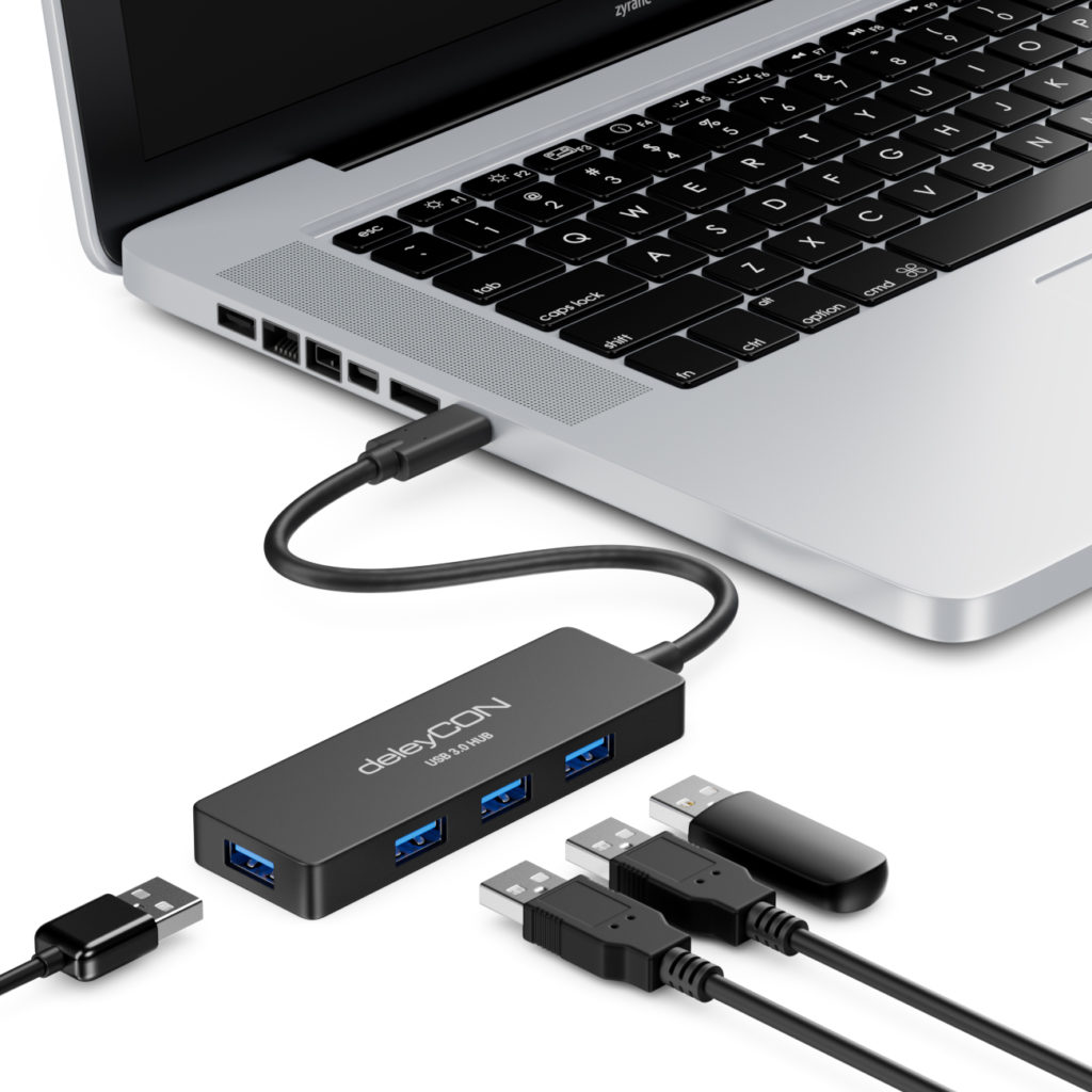 DeleyCON 4 Port USB 3.0 HUB Mit USB C-Stecker OTG Handy Tablet ...