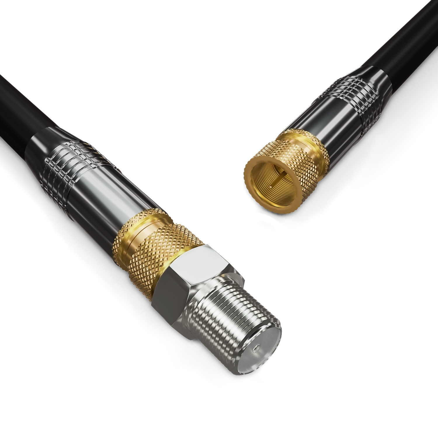 deleyCON 2x SAT Kabel Adapter F-Stecker auf 1x Antennenstecker & 1x Buchse  Koax, TV, Kabel & Adapter