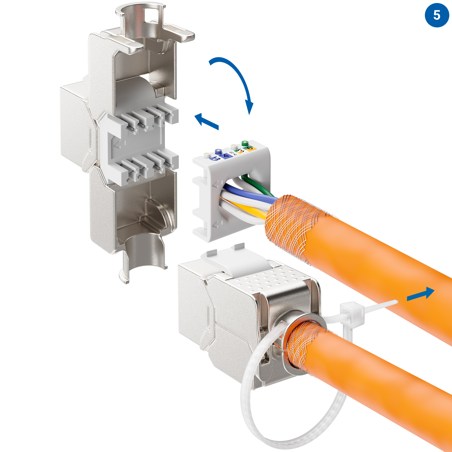 DeleyCON CAT6a Keystone Jack Modul Mit 2-Port Hutschienenadapter STP ...