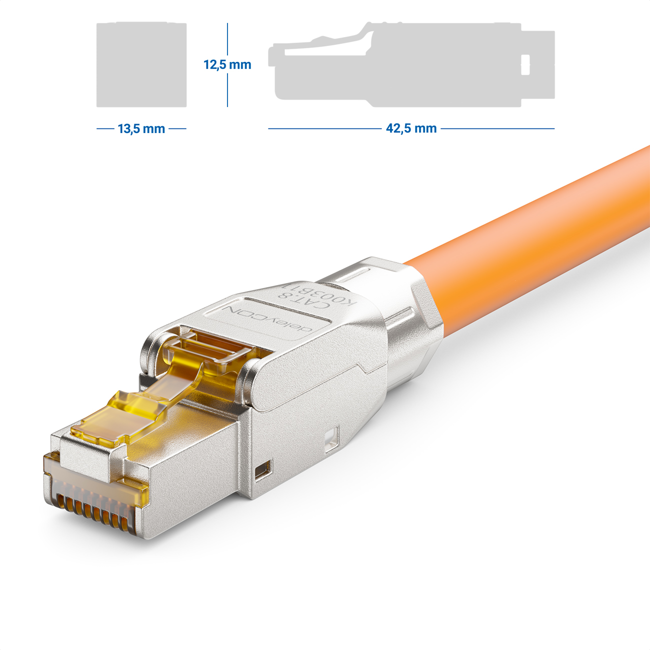 deleyCON CAT 8 Netzwerkstecker RJ45 Werkzeuglos Geschirmt 40Gbit/s Netzwerk  Stecker für Rohkabel Verlegekabel Steckverbinder RJ45 Ethernet LAN DSL  Patchkabel - deleyCON