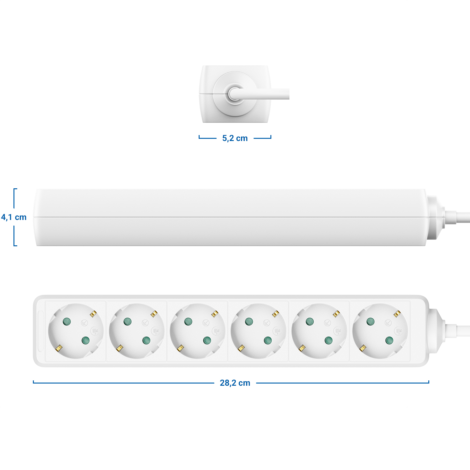 deleyCON 3,0m 3 Fach Steckdosenleiste mit USB & EIN/AUS Schalter Weiß, Steckdosenleisten, Energie & Strom
